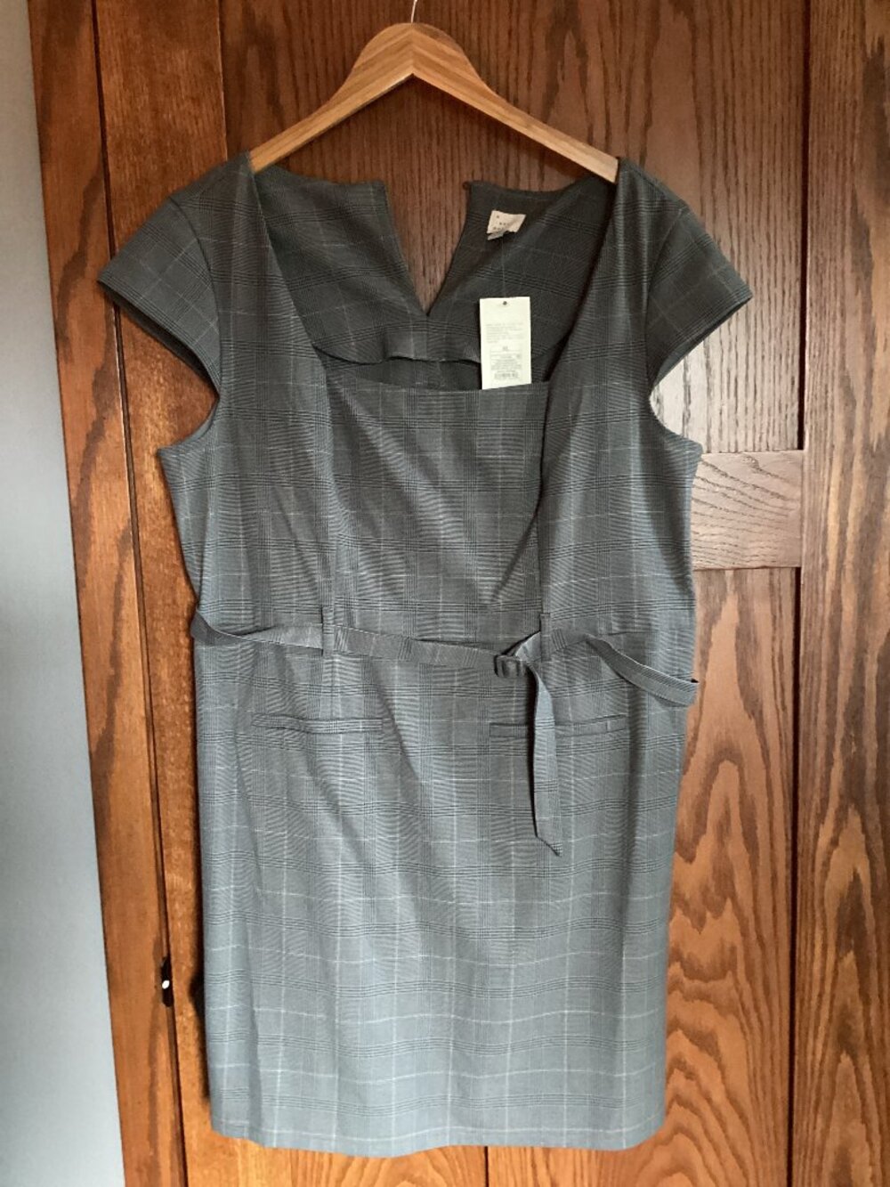 Cute plaid dress square neck XL womens - fits 14/16 NEW with Tags